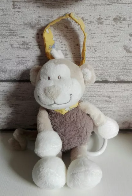 Doudou Peluche Noukie's singe bono marron blanc bandana musical  + cadeau