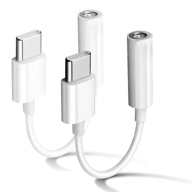 2 Pack USB-C to 3.5mm Headphone Jack Adapter Type C Port Audio Aux Cable Dong