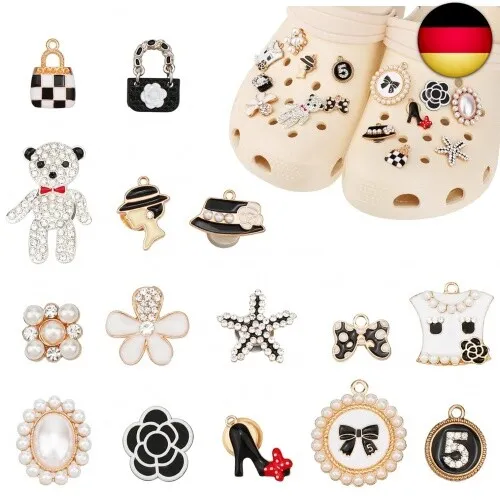 15 Stück Schöne Diamant Perlen Schuhanhänger Charms für Clog Sandalen, Bling Sch