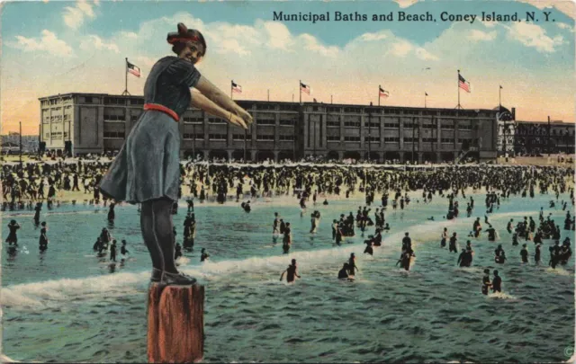 CPA AK NYC NEW YORK N.Y. Coney Island Municipal Baths and Beach USA (990624)