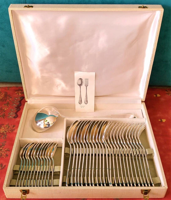 Ménagère 37 Pièces En Métal Argenté - Poinçons 84g - Écrin - Style Directoire