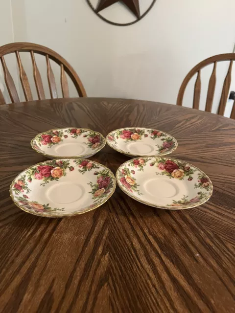 Royal Albert Old Country Roses Set of 4 Bone China Saucers Only England 1962