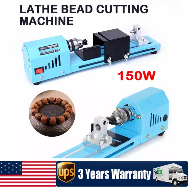 Mini Lathe Beads Polisher Machine 150W Woodworking Wood Cutting DIY Tool