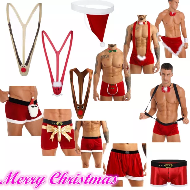 Sexy Herren Weihnachten Mankini Tanga Neuheit Unterwäsche Kostüm Cosplay Party Kostüm 2