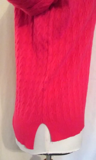 JCP Magenta PINK cable-knit scoop neck cotton/nylon sweater Petite Large * Nice 3