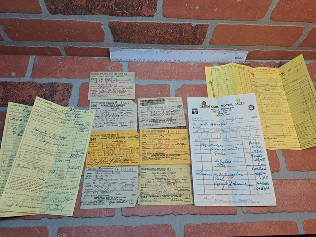 1930S AND 40S Ohio Car Sales Receipts And Drivers License Lot $38.99