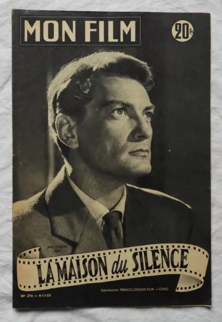 * Revue ancienne Cinéma MON FILM n°376 1953 Jean Marais / La Maison du Silence
