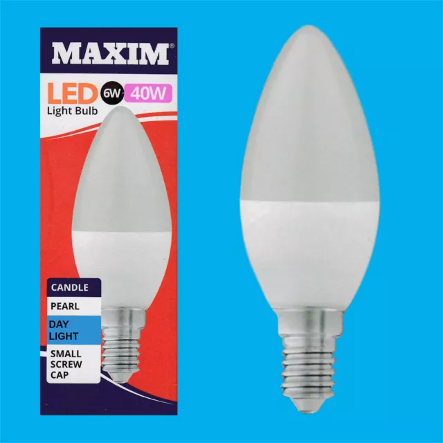 10x 6W (=40W) LED Perle 6500K Lumière Jour Blanc Ses E14 Bougie Ampoule Lampe