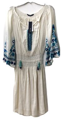 Kas New York OFF WHITE/BLUE Floral Dress, US X-Small