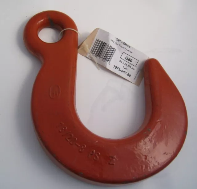 LACLEDE 3/4" Grade 80 Eye Foundry Hook (28,300 lbs) 3/4" G80 Eye Foundry Hook -