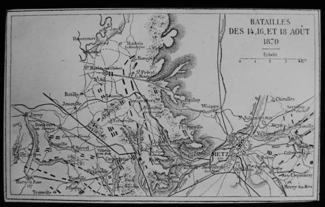 ANTIQUE Magic Lantern Slide FRANCO PRUSSIAN BATTLE MAP C1890 VICTORIAN DRAWING