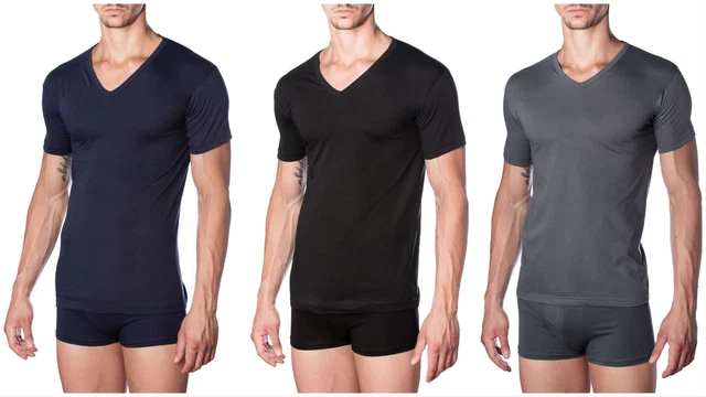 2 Maglie da uomo scollo a V manica corta cotone MarcLuis