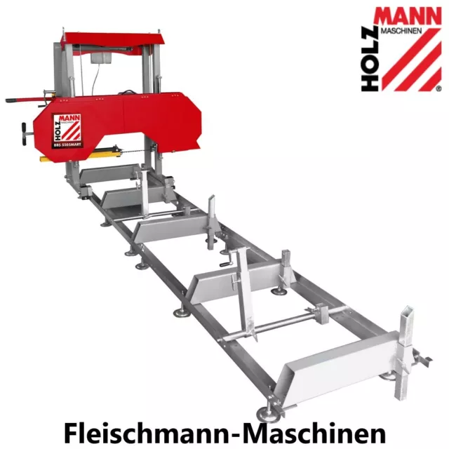 Holzmann Blochbandsäge BBS550SMART + Sägeband und 3,2m Rollenbahn 400V Sägewerk