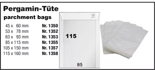 Pergamintüten Pergamintaschen 117x85mm + 16 mm Klappe SAFE 1355 - 100 x Pack