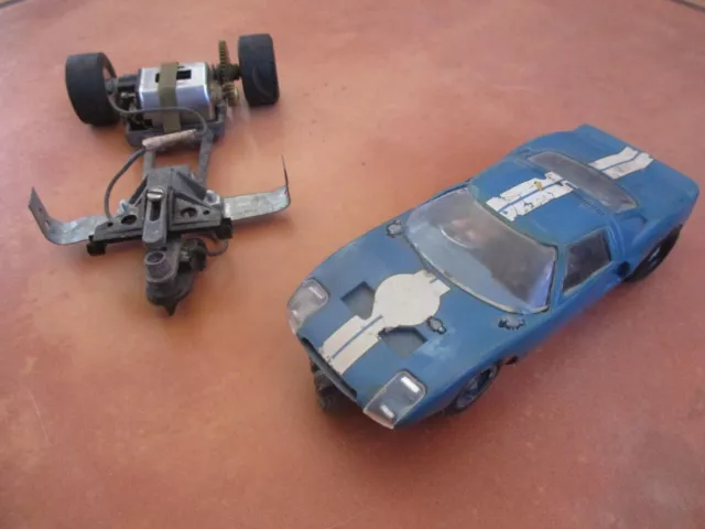 Vintage 1/32 Cox Ford Gt & 1/24 Mag Chassis Model Slot Car Old Hobby Shop Racing