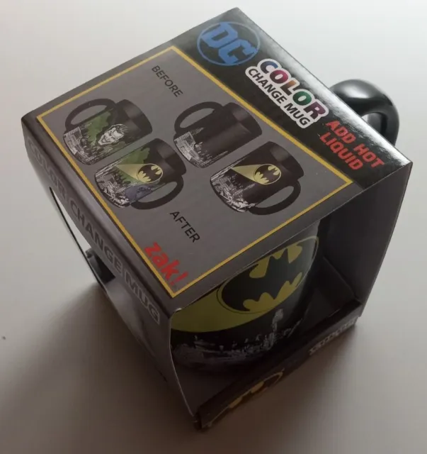 BATMAN Color Changing Coffee Mug Black by ZAK! DC Comics New In Box. Gotham Sky