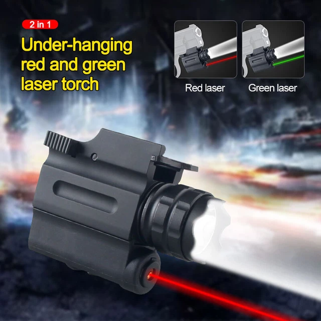 600 Lumens Compact Green Red Laser Gun Weapon Pistol Light LED Flashlight Combo