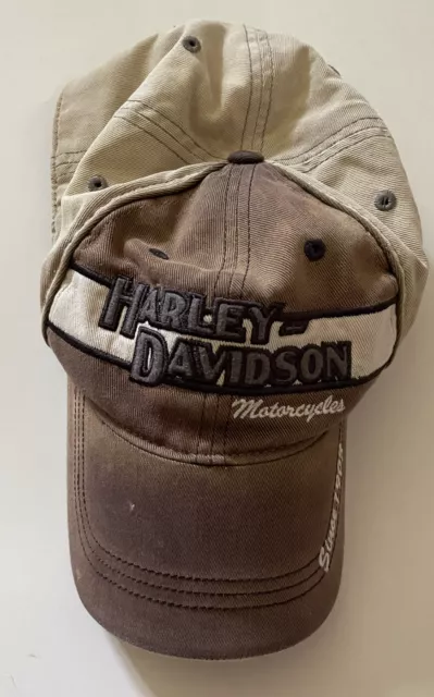 HARLEY DAVIDSON Motorcycles Denim Cap Hat XL Stretchable Brown Original