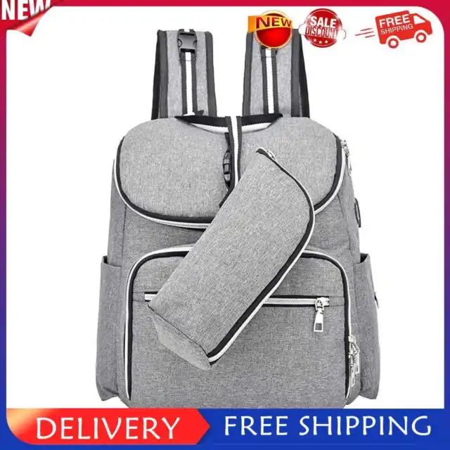 Baby Diaper Bag Backpack Waterproof Mummy Outdoor Large Capacity Bag (Grey)