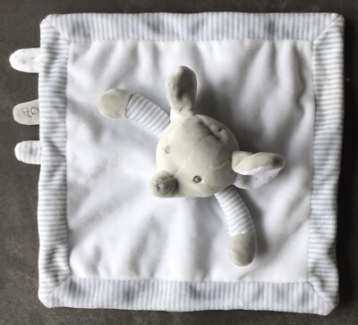 Elephant Doudou éléphant gris blanc rayé OBAIBI Eléphant Classique 