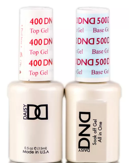 DND Daisy Soak Off Gel Polish Top Coat 400 & Base Coat 500 LED/UV .5oz gel duo