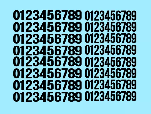 Decalcomanie Decals Chiffres noirs 7 mm Typo MARTINI Numeros Black numbers