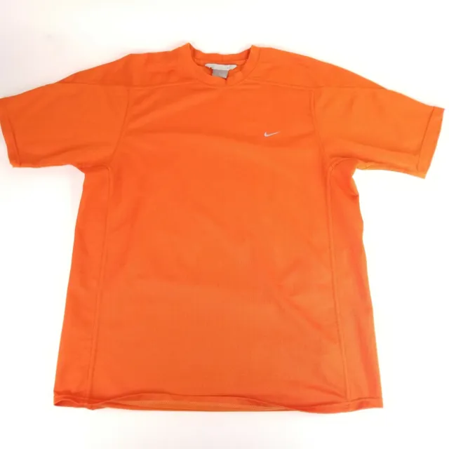 Nike Tee Men’s Large Orange w White Swoosh Small Logo Polyester Golf T-Shirt