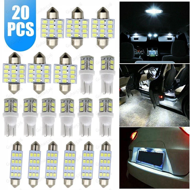 20pcs LED Interior Lights Bulbs Kit Car Trunk Dome License Plate Lamps 6500K
