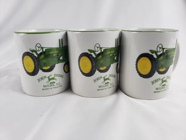 John Derre Coffee Cups Set Of 3 Preowmed Model A Tractor Moline Illinois