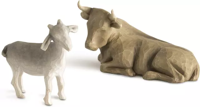 Willow Tree Ox and Goat, Sculpted Hand-Painted Nativity Figures, 2-Piece Set