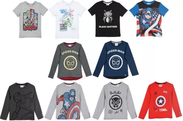 Kids Official Boys Marvel Avengers Character T-Shirt Short & Long Sleeve Top