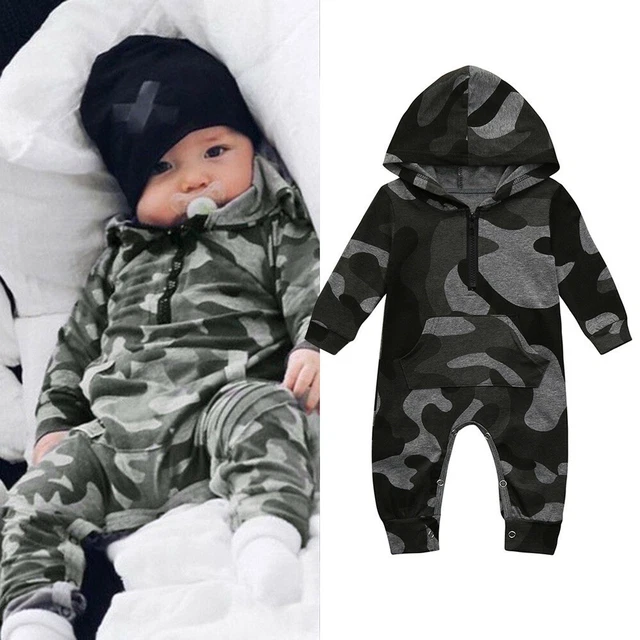Tuta con cappuccio neonato neonato bambine bambina stampa mimetica