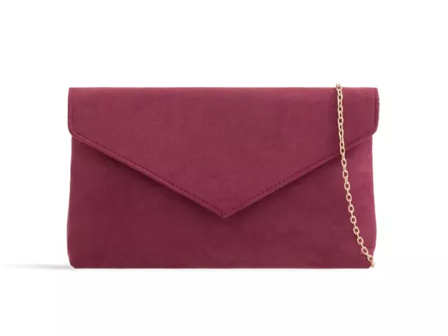 Womens Faux Suede Smart Envelope Clutch Bag Wedding Party Prom Evening Bag Purse