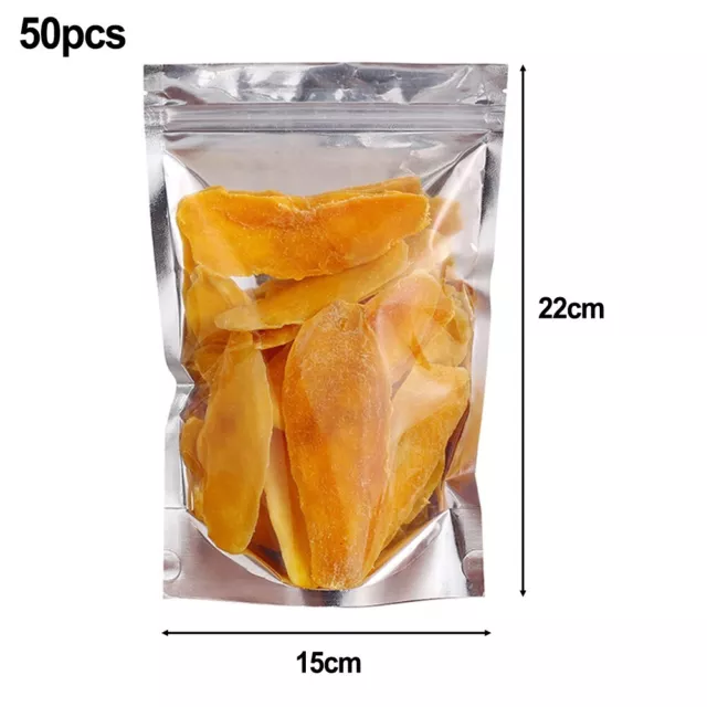 Clear Resealable Stand Up Foil Pouches for Long Lasting Food Storage 50pcs