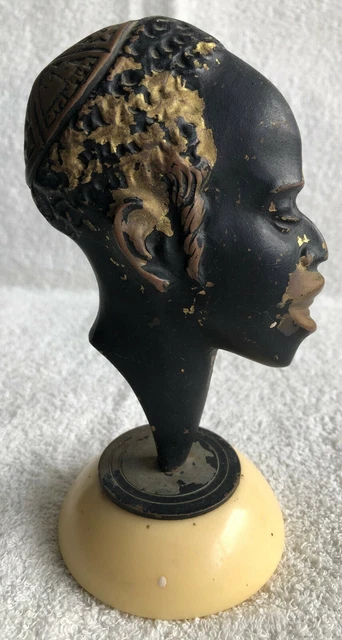 Vintage Israel Hakuli Bronze Yemenite Jews Boy Head Sculpture Judaica