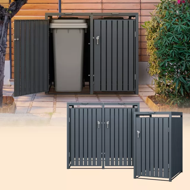 Cache-poubelle de jardin Müllbox – HIDE en aluminium noir 3x240L