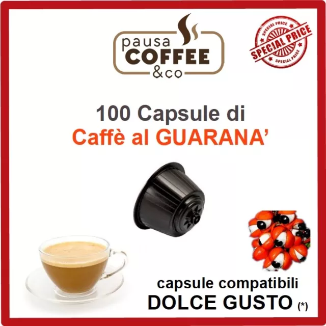 100 capsule cialde di CAFFE' AL GUARANA' compatibili Nescafè Dolce Gusto