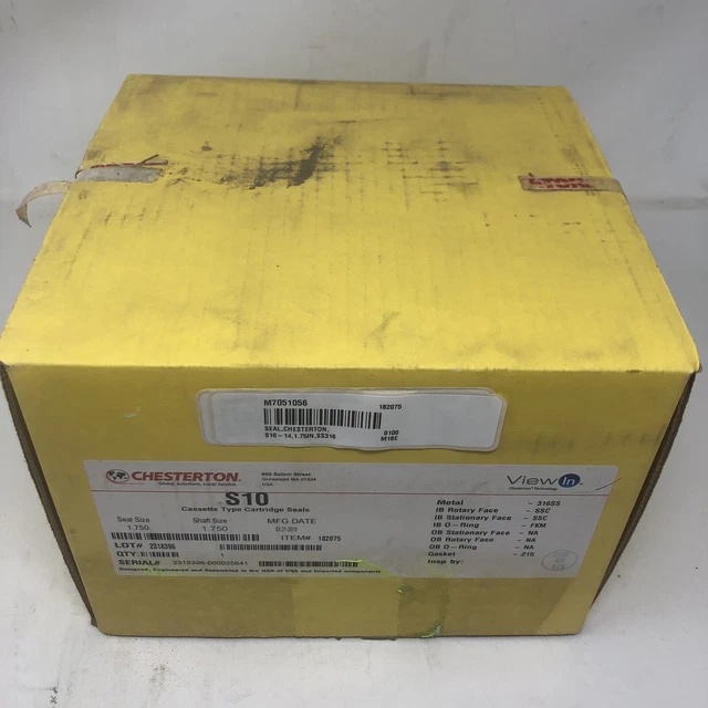 New Chesterton S10 Cassette Type Cartridge Seal Shaft Size 1.750 # 182075