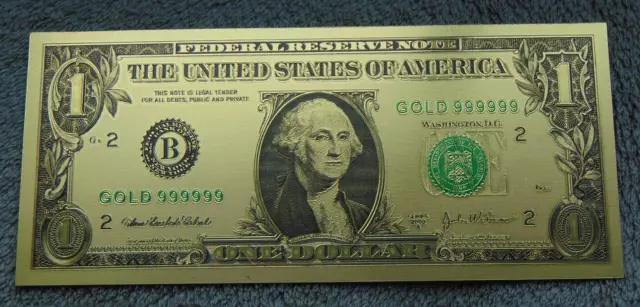 Banknoten, Geldscheine, eine Banknote über " 1 DOLLAR" ! Im Goldfarbe!