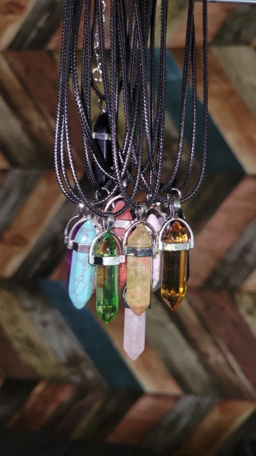 Natural Stone Hexagonal Pendant Necklace Healing Crystal Quartz Chakra Jewelry