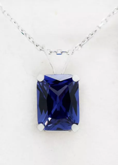 TANZANITE 1.65 Cts PENDANT 14K WHITE GOLD - New With Tag - Made in USA