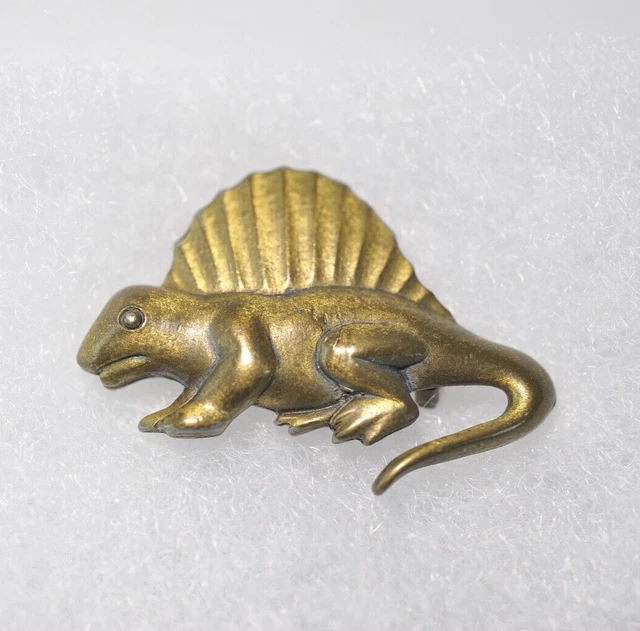 JJ Jonette Vintage Dinosaur Pin Brooch rare gold bronze Tone  antiqued baby AL15