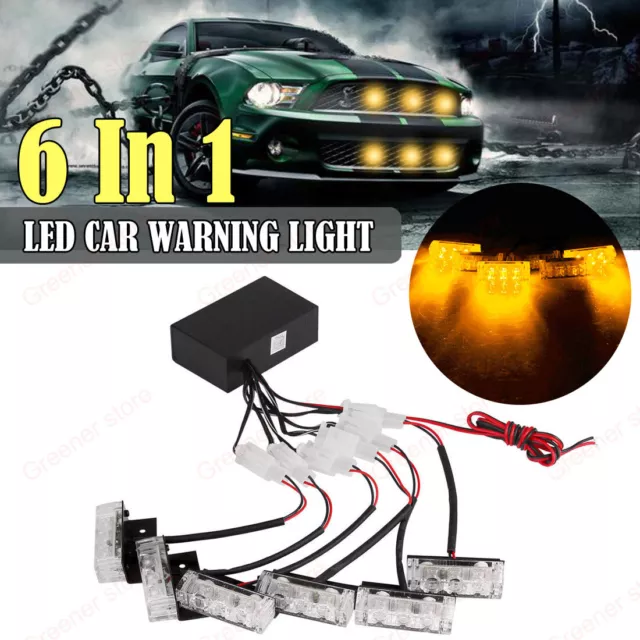 6X3 LED Voiture Camion Amber Urgence Warning Hazard Lumière Flash Strobe Lampe