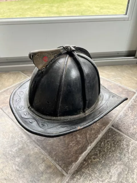 Vintage Cairns & Brother Leather Fire Helmet . Size 7 1/4