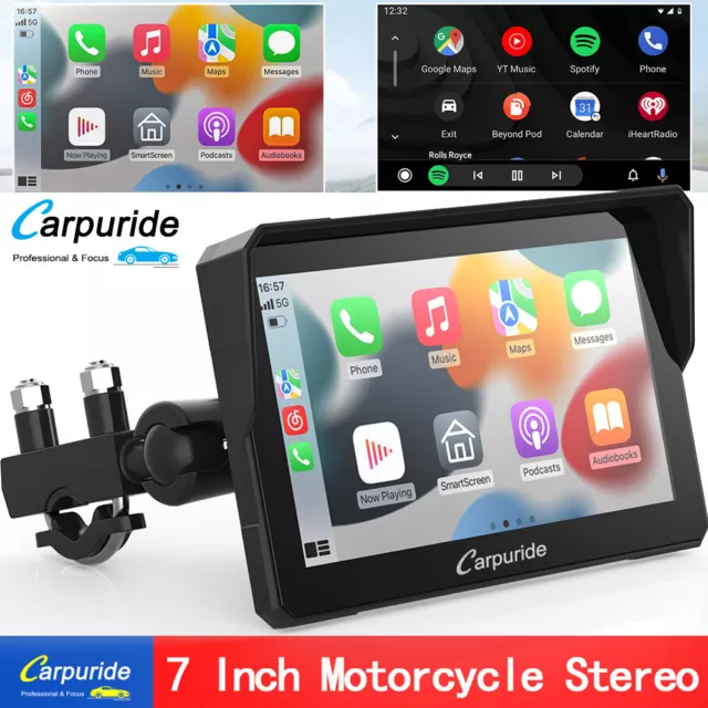 Navegador de motocicleta Carpuride inalámbrico Apple Carplay Android pantalla táctil automática