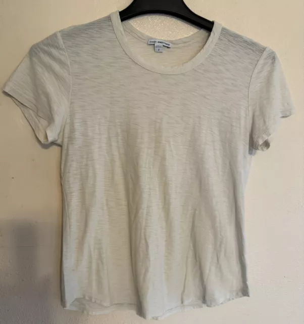Standard James Perse T Shirt Womens Size 2 Cream Light Crew Neck Short Sleeve