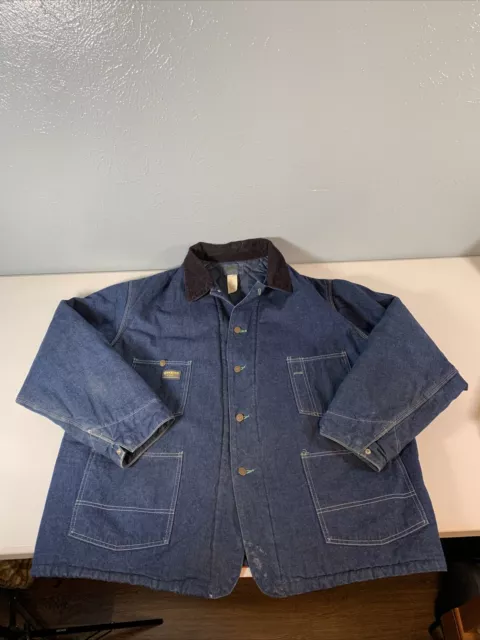 Vintage OshKosh Blue Denim L Workwear Union Made Sanforized Jacket Men’s Sz 50R