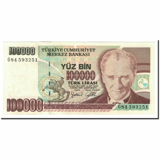[#560568] Banknote, Turkey, 100,000 Lira, 1970, 1997, KM:206, UNC(63)