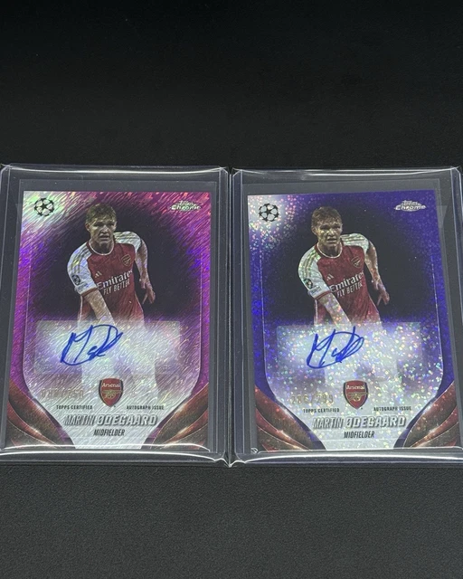 2023-24 TOPPS CHROME Martin Odegaard Auto Pink And Purple Pair 