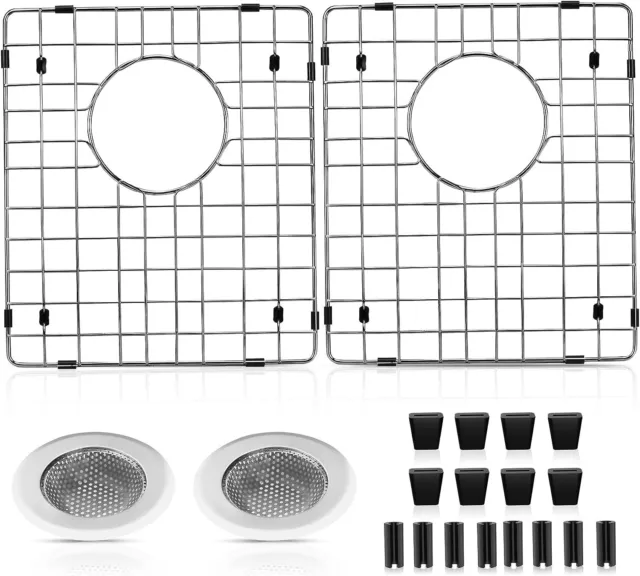 Hot 304 Stainless Steel Kitchen Sink Protectors W/Rear Drain 15"x13"x1.25" 2Pack